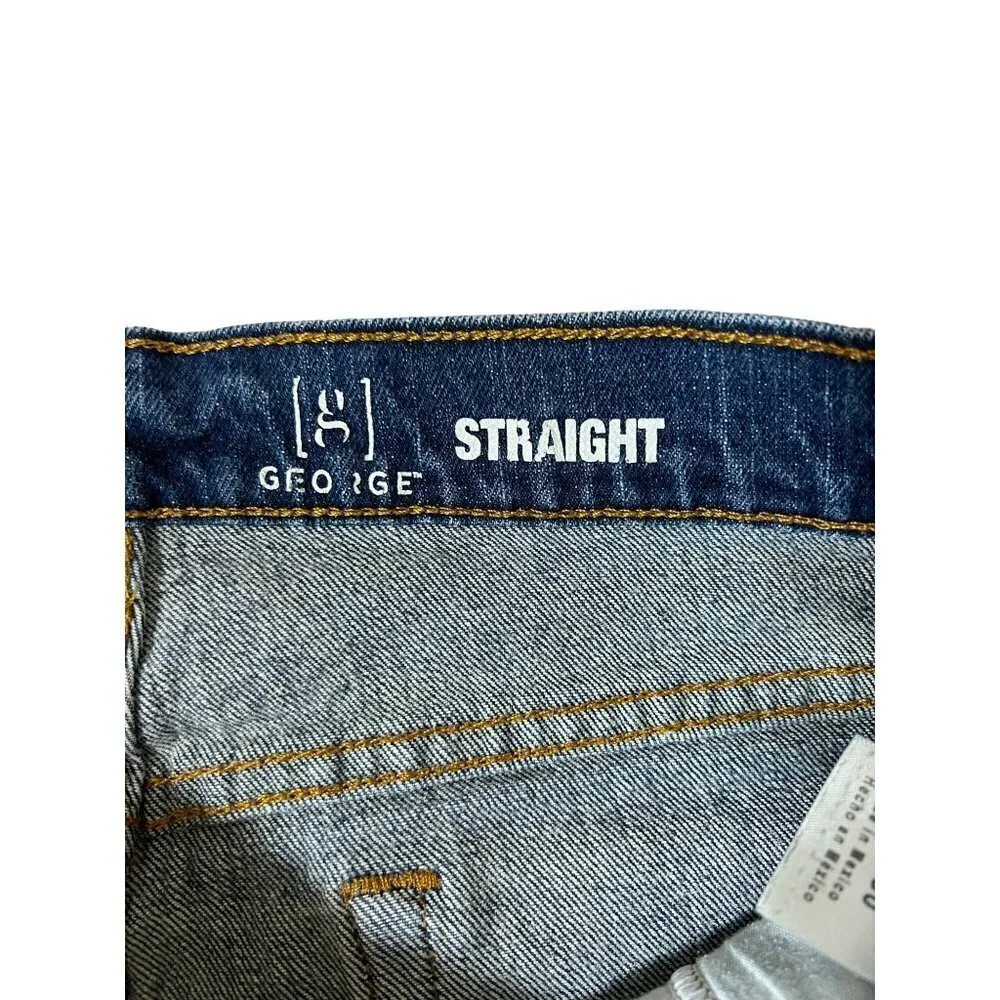 George Men's Straight Leg Blue Jeans